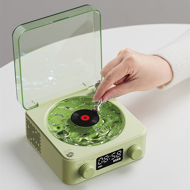 Retro Turntable Speaker Wireless Bluetooth Vinyl Record Player Stereo Sound With White Noise RGB Projection Lamp Effect