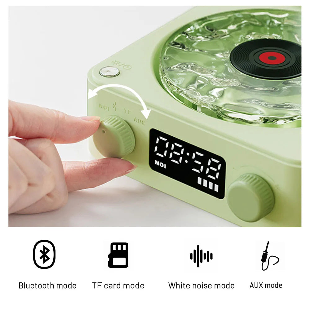 Retro Turntable Speaker Wireless Bluetooth Vinyl Record Player Stereo Sound With White Noise RGB Projection Lamp Effect