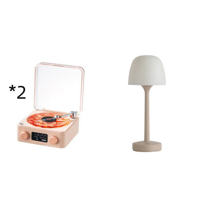 Retro Turntable Speaker Wireless Bluetooth Vinyl Record Player Stereo Sound With White Noise RGB Projection Lamp Effect