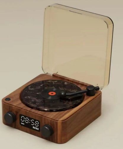 Retro Turntable Speaker Wireless Bluetooth Vinyl Record Player Stereo Sound With White Noise RGB Projection Lamp Effect