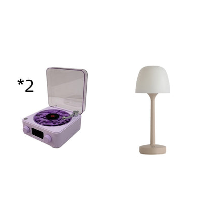 Retro Turntable Speaker Wireless Bluetooth Vinyl Record Player Stereo Sound With White Noise RGB Projection Lamp Effect