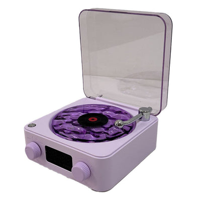 Retro Turntable Speaker Wireless Bluetooth Vinyl Record Player Stereo Sound With White Noise RGB Projection Lamp Effect