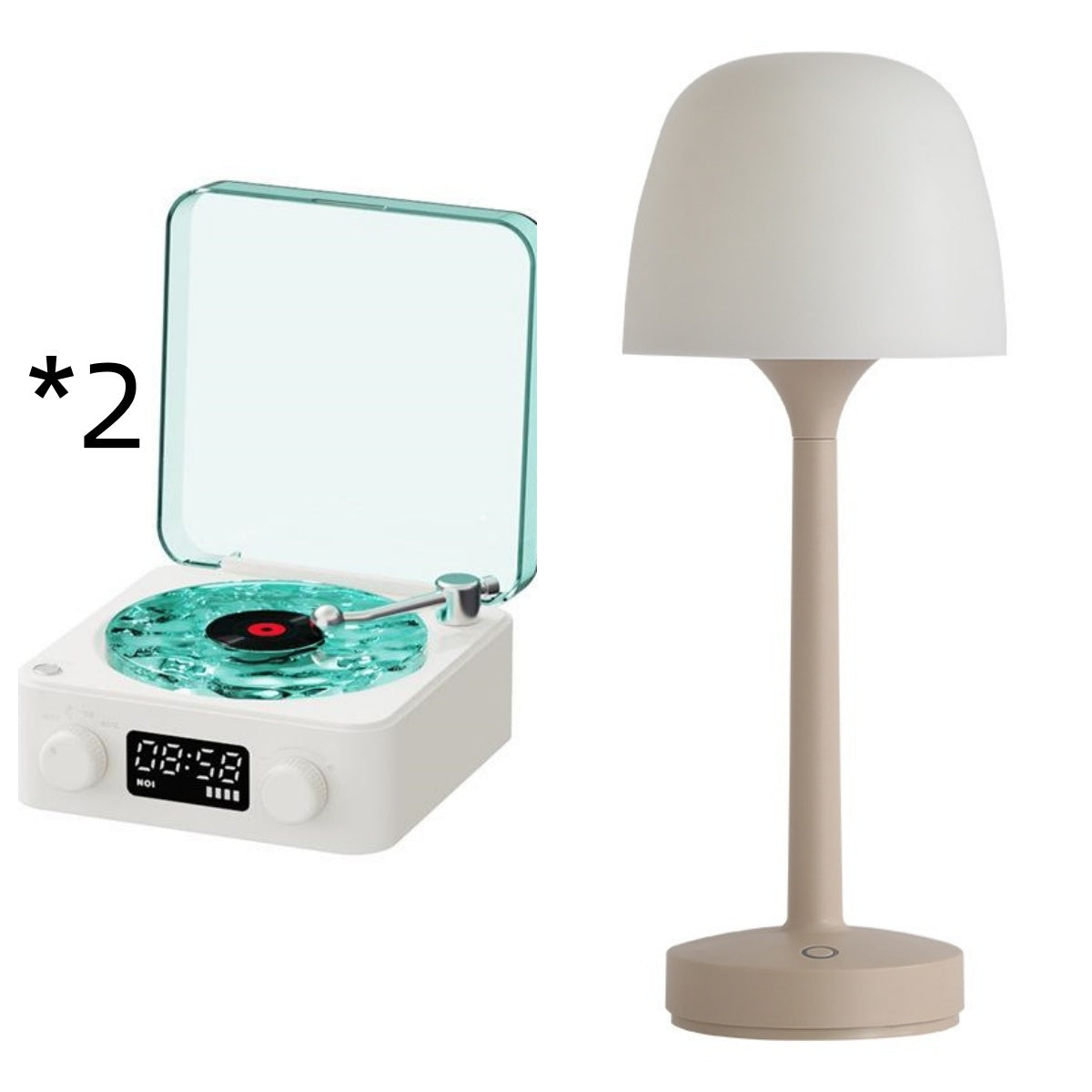 Retro Turntable Speaker Wireless Bluetooth Vinyl Record Player Stereo Sound With White Noise RGB Projection Lamp Effect
