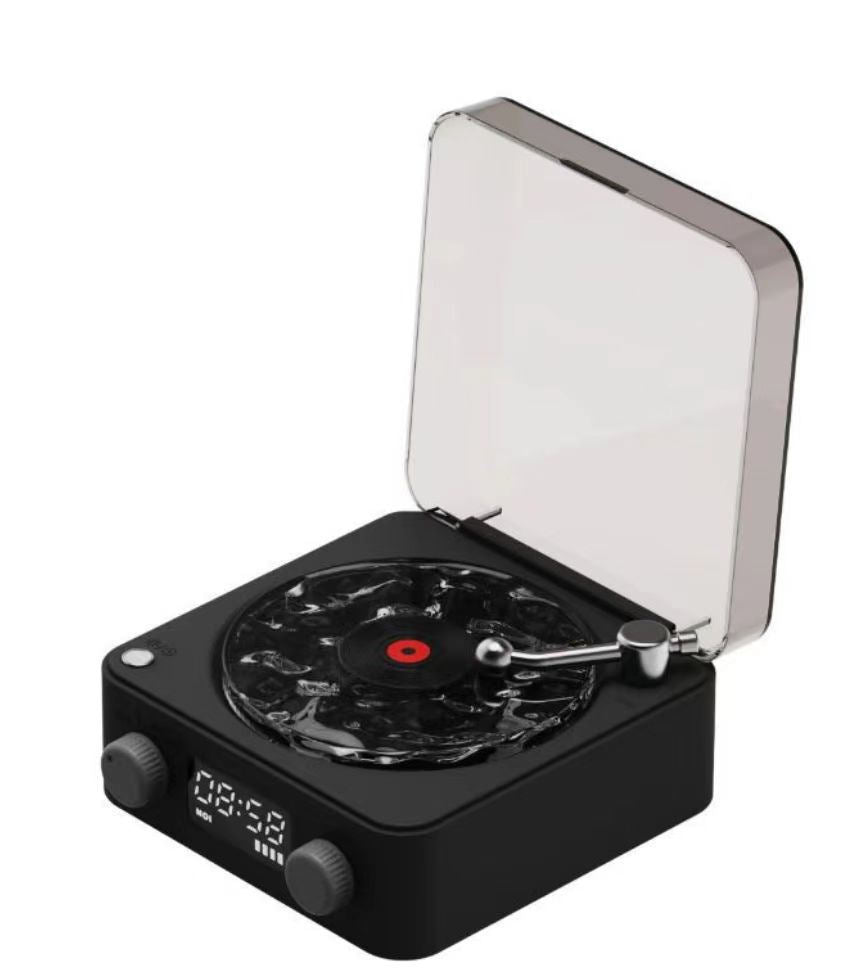 Retro Turntable Speaker Wireless Bluetooth Vinyl Record Player Stereo Sound With White Noise RGB Projection Lamp Effect