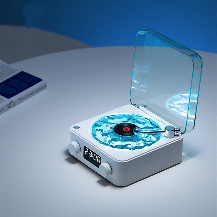 Retro Turntable Speaker Wireless Bluetooth Vinyl Record Player Stereo Sound With White Noise RGB Projection Lamp Effect