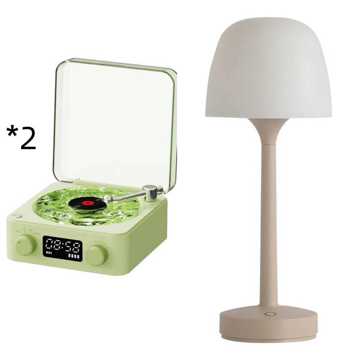 Retro Turntable Speaker Wireless Bluetooth Vinyl Record Player Stereo Sound With White Noise RGB Projection Lamp Effect