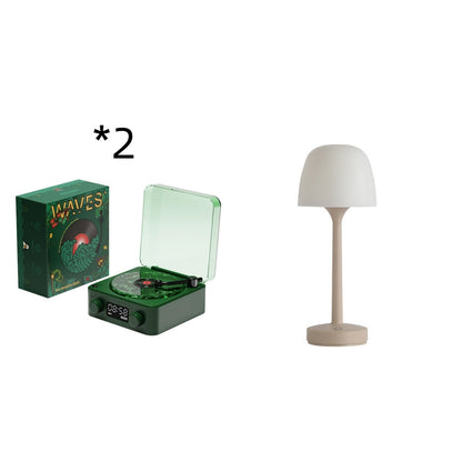 Retro Turntable Speaker Wireless Bluetooth Vinyl Record Player Stereo Sound With White Noise RGB Projection Lamp Effect