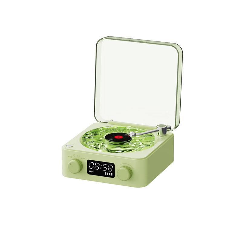 Retro Turntable Speaker Wireless Bluetooth Vinyl Record Player Stereo Sound With White Noise RGB Projection Lamp Effect